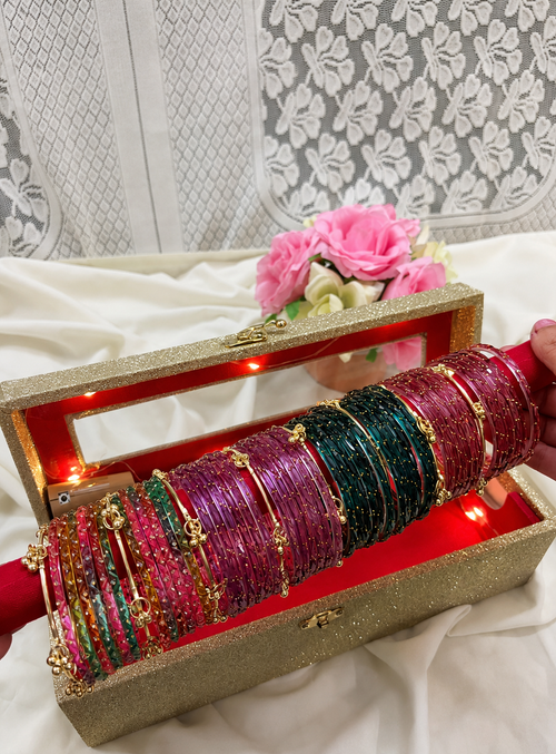 4 Color Bridal Bangle Box with 8 Ghungroo Bangles