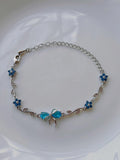 Blue Floral Bow Bracelet
