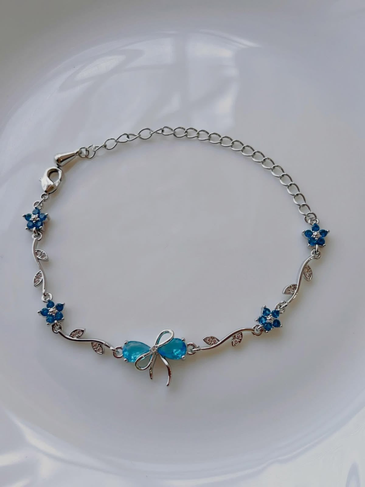 Blue Floral Bow Bracelet