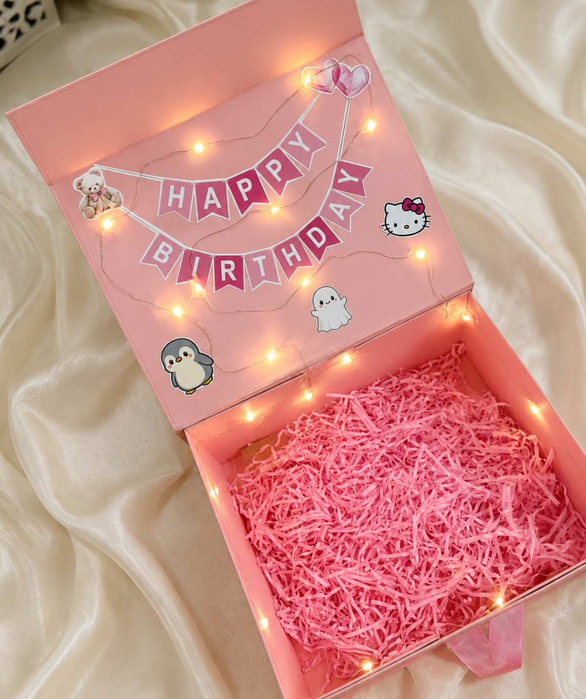 Luxury gift box with lights add products worth 1000/- atleast because the box is big in size)